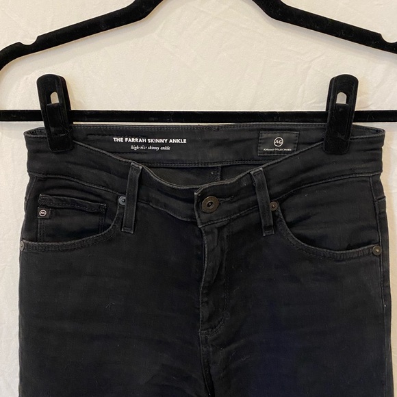 AG Adriano Goldschmied Black Farrah Ankle High Rise Skinny Distressed Fray Hem - Picture 4 of 9